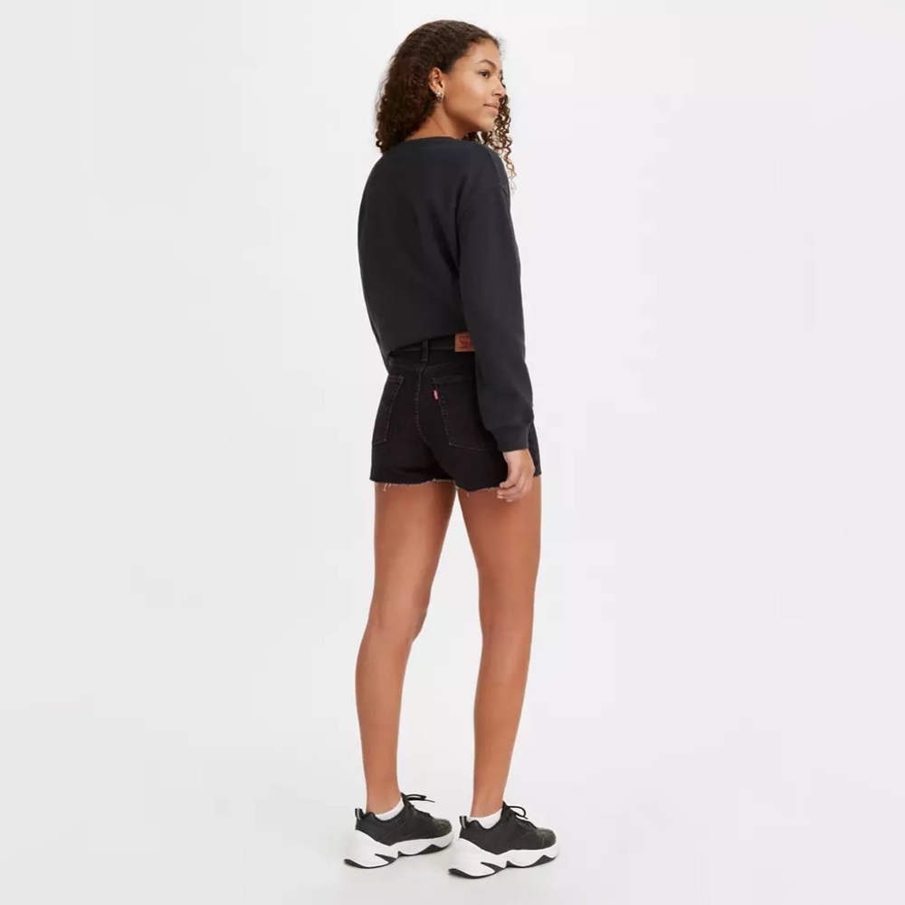 Levi’s High Rise Women's Shorts Ready Steady Black Denim Jean Shorts - Picture 7 of 8